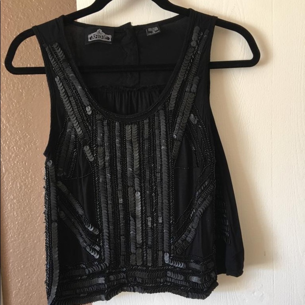 Angie black sequence top